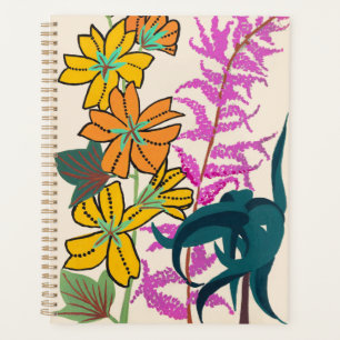 Agenda Arte Floral Art Déco Vibrante Magenta e Laranja