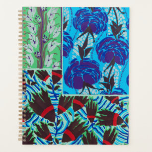 Agenda Arte Floral Azul e Verde Maximalista Vibrante