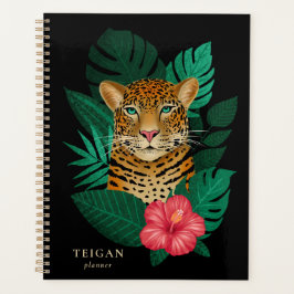 Agenda Arte Floral bonito de Leopardo-da-Selva | Preto | 