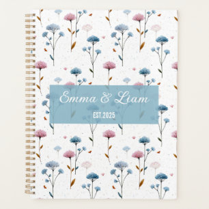 Agenda Arte Floral Personalizada Minimalista Vintage Azul