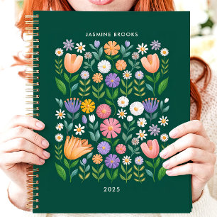 Agenda Arte Folclórica Floral Nome Personalizado Brilhant