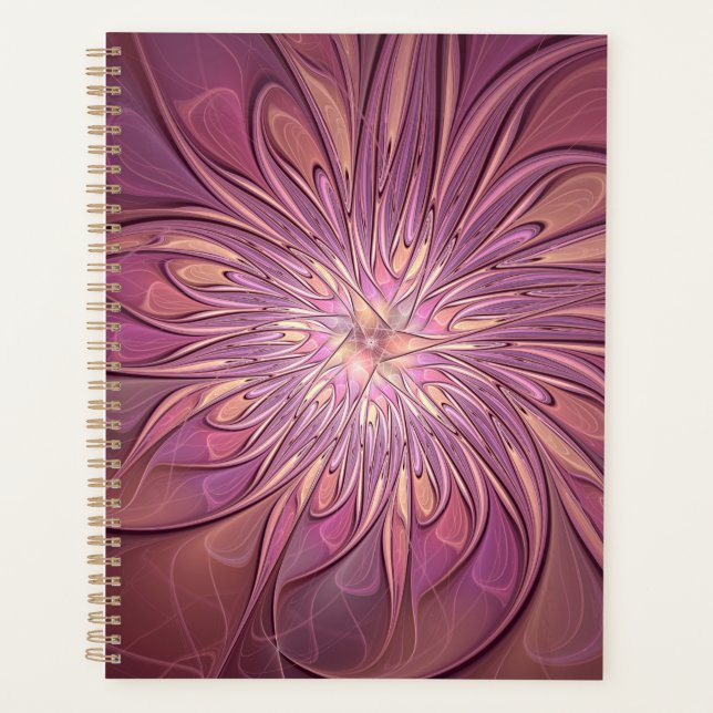 Agenda Arte fractal floral moderna abstrata cores de baga (Frente)
