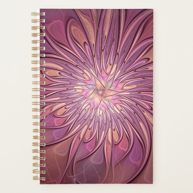Agenda Arte fractal floral moderna abstrata cores de baga (Frente)