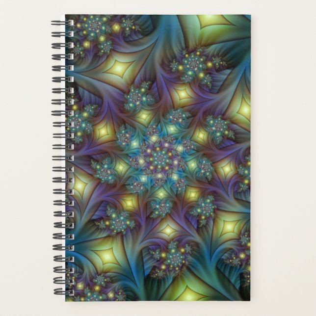 Agenda Arte Fractal Roxa Roxa Abstrato brilhante iluminad (Frente)