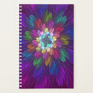 Agenda Arte frontal Abstrato de Flor Psicodélica Colorid