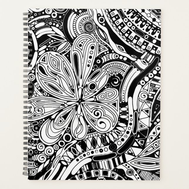 Agenda Arte Geométrica Preto e Branco 15 (Frente)