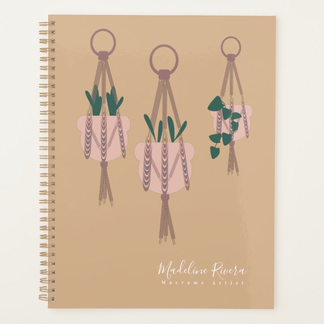 Agenda Arte Macrame Design Manual Pendurado Planta Bege (Frente)