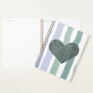 Agenda Arte Minimalista do Coração com Listras de Pastéis