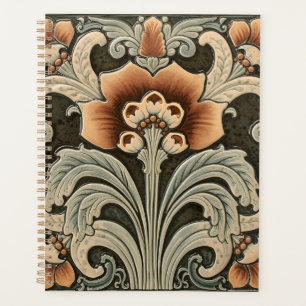 Agenda Arte Novo Deco Majólica Floral Artesanal Vintage