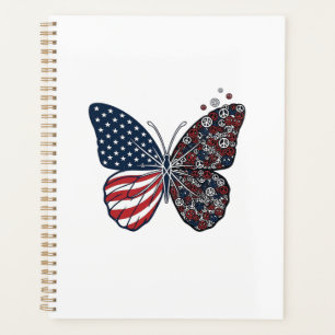 Agenda Arte Vetorial Borboleta da Paz Patriótica Vintage_