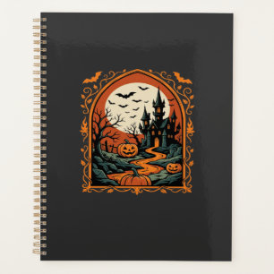 Agenda Arte Vetorial de Lua de Abóbora do Castelo Assombr