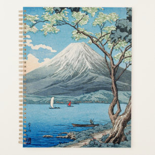 Agenda Arte Vintage do Monte Fuji e Lago Yamanaka Japonês