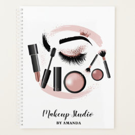 Agenda Artista Makeup Lashes Mascara Lipstick Rosa Dourad