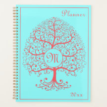 Árvore de luxo Monograma Retro-Rosa Pastel