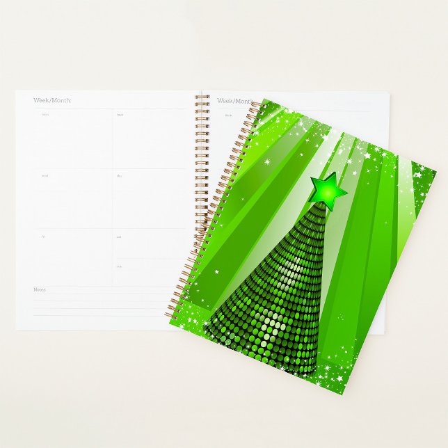 Agenda Árvore de Natal Verde Moderna com Estrela (Criador carregado)