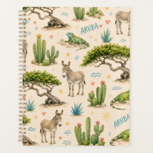 Agenda Árvore divi de Aruba, burro, iguana, cacto