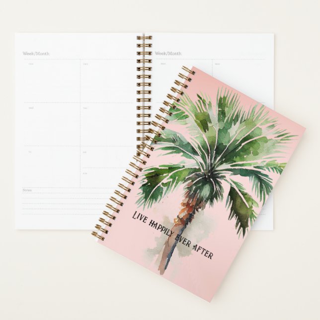 Agenda Árvore Tropical Palm Rosa Esbranquiçada (Exibição)