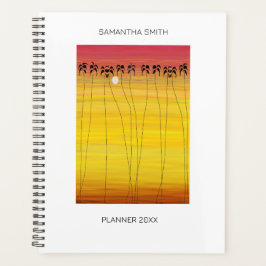 Agenda Árvores Tropicais de Verão e Cocos Silhuette