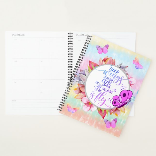 Agenda "As suas asas já existem..."planner borboleta (Exibição)