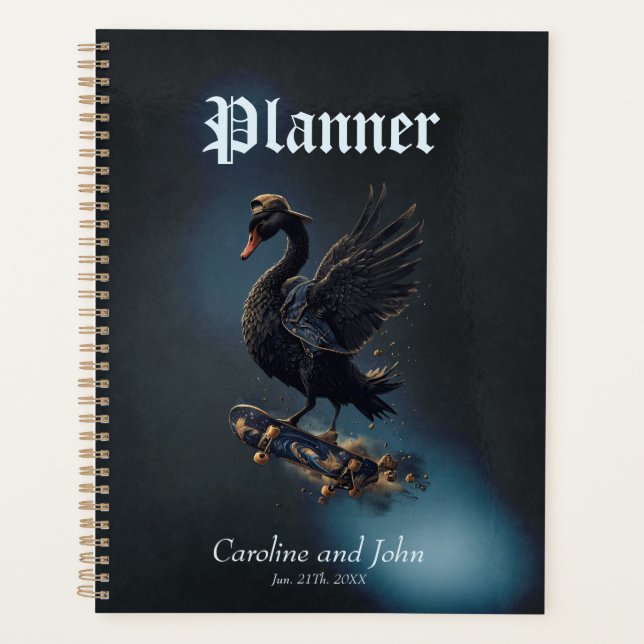 Agenda Asas de liberdade o cisne negro no skate. (Frente)