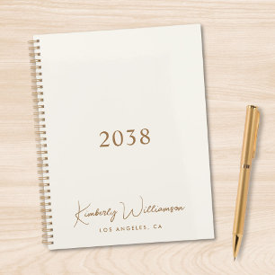 Agenda Assinatura Chic Dourada Monograma Creme Negócios