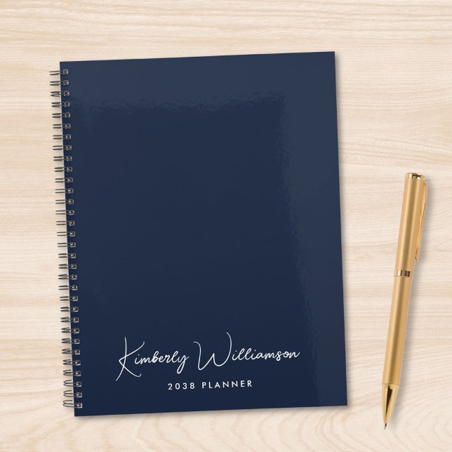Agenda Assinatura Chic Monograma Azul Script (Chic Signature Script Monogram Blue Planner)