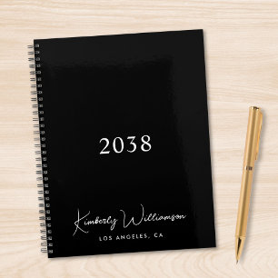 Agenda Assinatura Chic Monograma Preto Negócios