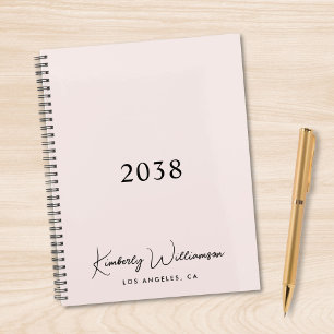Agenda Assinatura Chic Monograma Rosa Negócios