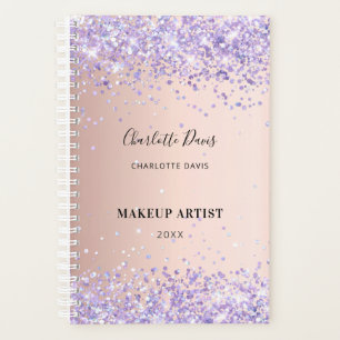 Agenda Assinatura do nome brilho roxo dourado rosa