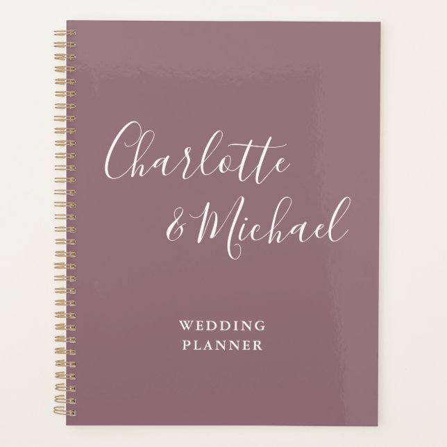 Agenda Assinatura Elegante Casamento Roxo Script (Frente)