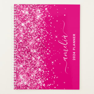 Agenda Assinatura Glamurosa Rosa Quente com Swash