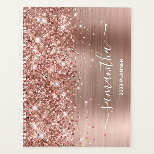 Agenda Assinatura Glitter Dourada e Foil Girly (Frente)