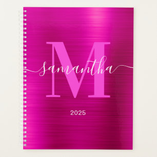 Agenda Assinatura Monograma Rosa Quente Metálico 2025