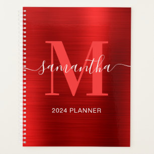 Agenda Assinatura Monograma Vermelho Metálico