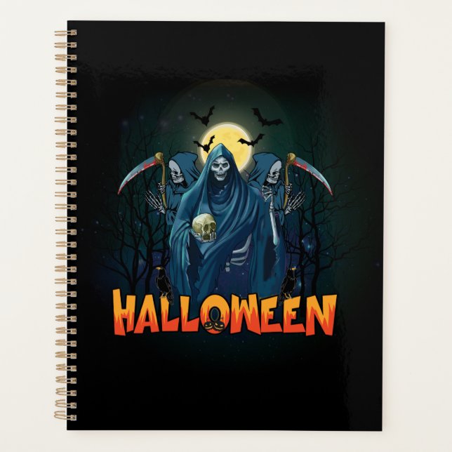 Agenda Assustador Esqueleto Noturno Halloween, Meu Humor  (Frente)
