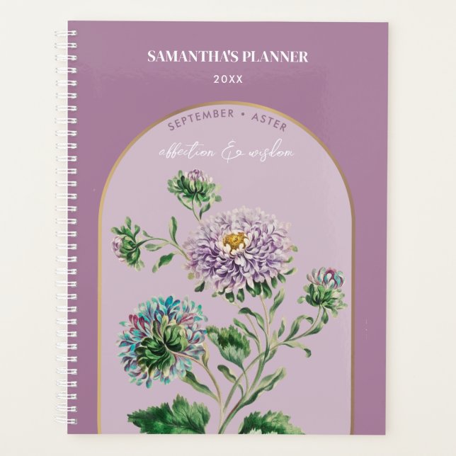 Agenda Aster de Setembro de Flor Personalizado (Frente)