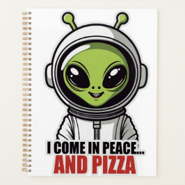 Agenda Astronauta Alien Fofo "Venho em Paz e Pizza"