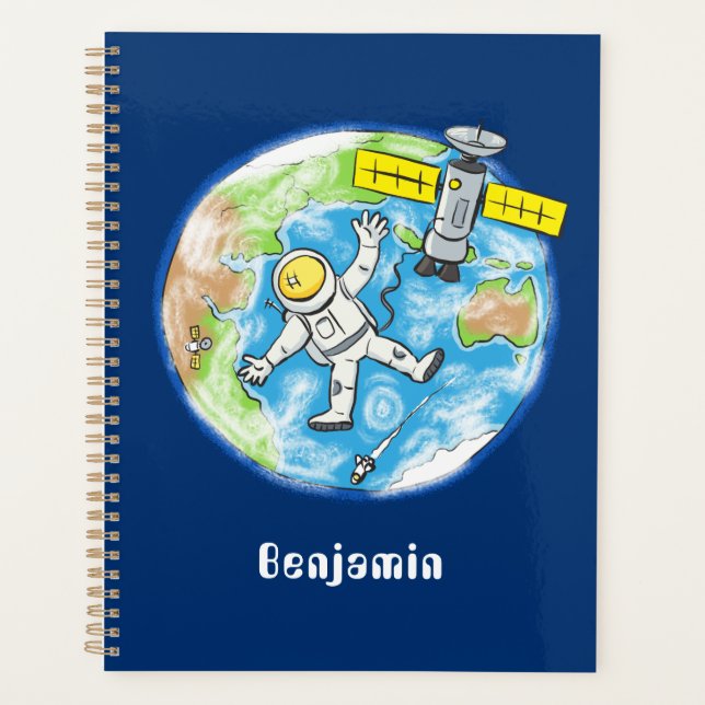Agenda Astronauta engraçado no espaço e na banda desenhad (Frente)