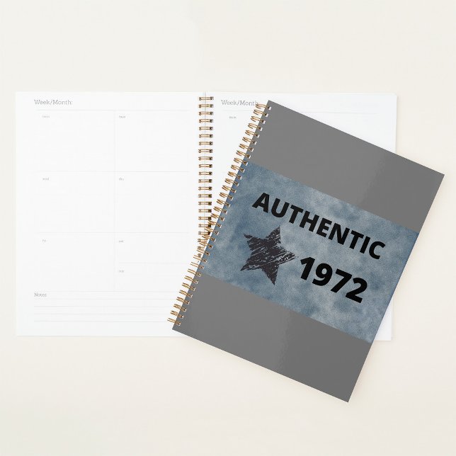 Agenda Authentic 1972 Vintage Star Retro Birthday Design (Criador carregado)