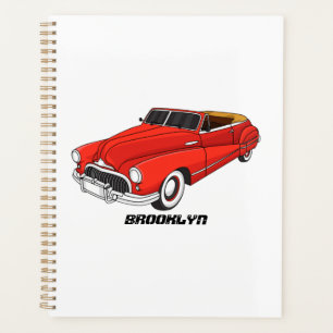 Agenda Automóvel clássico vermelho 1948