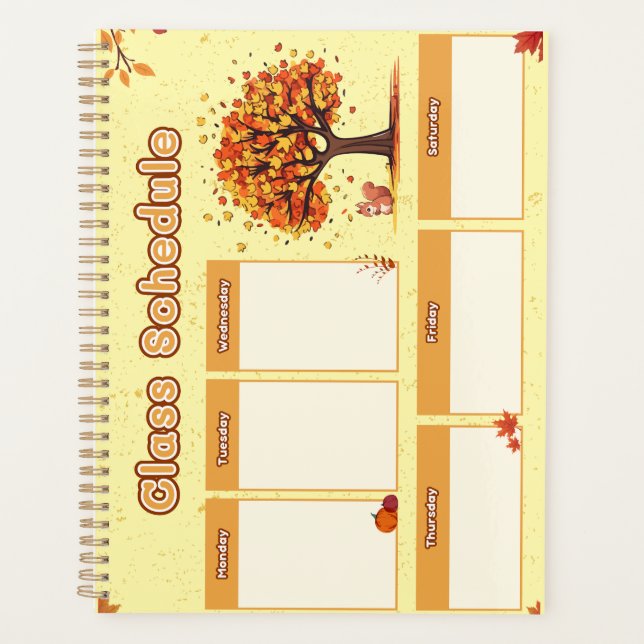 Agenda Autumn Class Schedule with Cute Fall Illustrations (Frente)