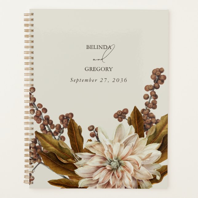 Agenda Autumn Floral Terthy Tones Watercolor Casamento ou (Frente)