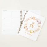 Agenda Autumn Floral Watercolor Boho Personalizado<br><div class="desc">Bonito mão pintada de aquarela floral em adoráveis cores de outono, personalizada com seu nome e inicial.</div>