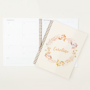 Agenda Autumn Floral Watercolor Wreath Monogramas