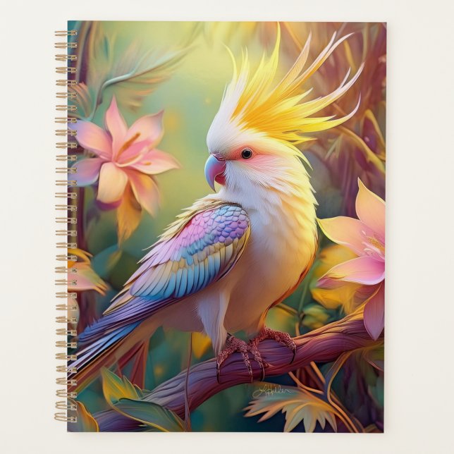 Agenda Ave de Fantasia de Asa Iridescente Cacatua (Frente)