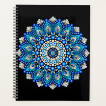 Avental com Padrão de Mandala Azul Decoração Boho