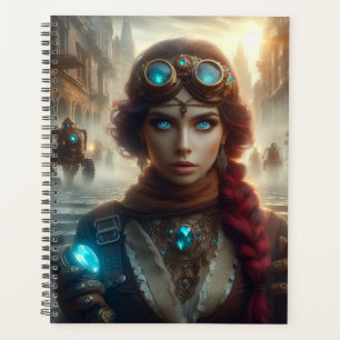 Agenda Aventura Steampunk com Olhos Azuis