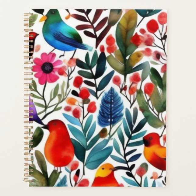 Agenda Aves florais coloridas (Frente)