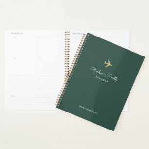 Agenda Avião minimalista Viagem cinzas verdes
