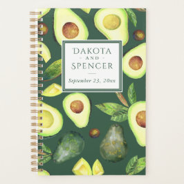 Agenda Avocado Blossoms | Padrão de Fruta Verde Escuro